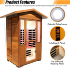 2 Person Outdoor Sauna Infrared Saunas Dry Sauna Room 120V Red Cedar and Canadian Hemlock Wood Wooden Sauna Spa 1800W APP Control 7 Color Light 48.8 * 37 * 87.4Inch