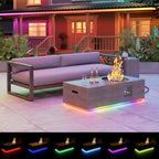 48 In. 50,000 BTU Rectangle Outdoor Gas Fire Pit Table in Brown with RGB LED Light