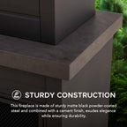 Outdoor Fireplace with Wood Storage and Chimney, Steel Metal Wood Burning Fire Pit with Mesh Spark Screen Door & Fire Poker, Fireplace Tool and PVC Cover, for Patio Garden Deck Backyard, Brown