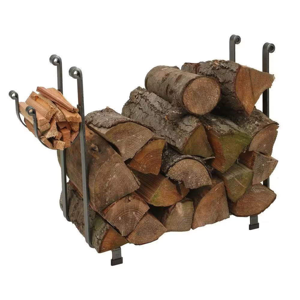 Handcrafted Large Rectangle Firewood Rack Hammered Steel