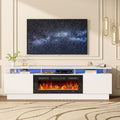 80" Fireplace TV Stand, Modern Entertainment Center & 36 Inch Electric Fireplace with Remote Control, LED Light, Fire Place Tv Stand for Living Room for Tvs up to 90", White + Black