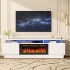 80" Fireplace TV Stand, Modern Entertainment Center & 36 Inch Electric Fireplace with Remote Control, LED Light, Fire Place Tv Stand for Living Room for Tvs up to 90", White + Black