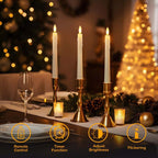 6Pack Flameless Taper Candles with Remote Timer, 9.84'' LED Fake Electric Candlesticks,Battery Operated Dripless 3D Flickering Flame Window Candles,Ivory