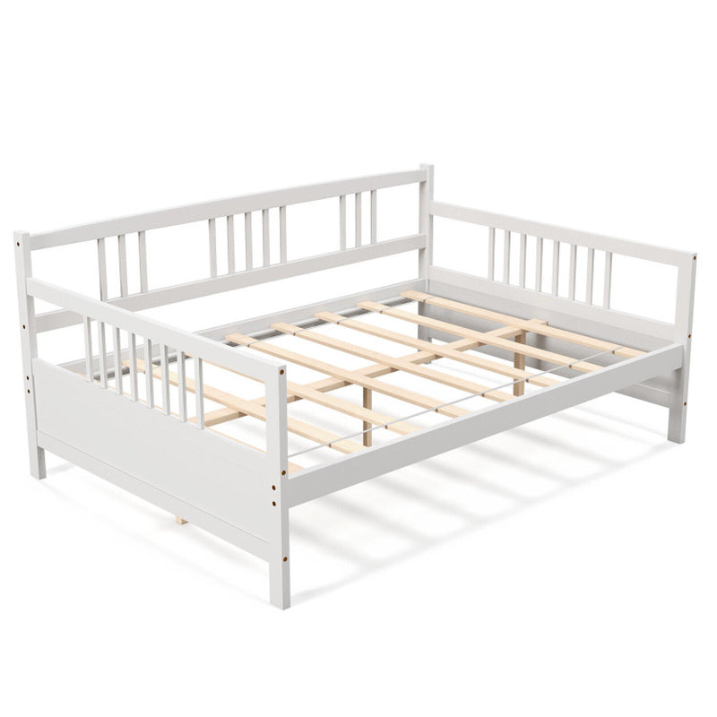 Wooden Full Size Daybed Frame with Guardrails