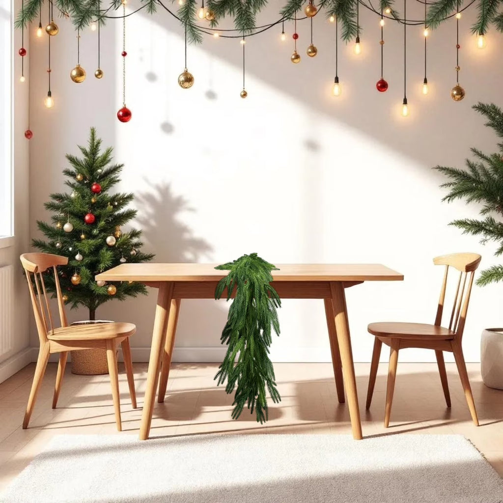 2Pcs 6Ft Christmas Garlands Norfolk Pine Garland Faux Greenery Pine Garland for Christmas Holiday Winter Wall Mantle Fireplace Staircase Indoor Outdoor Decoration