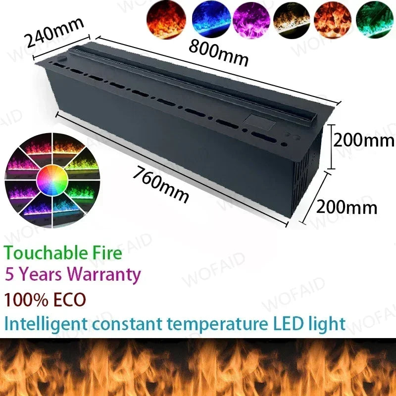 3D Atomized Fireplace with Colorful Steam Flame ECO Smart Home Indoor Decorative Water Vapor Mist Intelligent Electric Fireplace