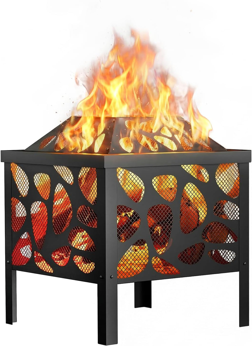 15.7 Inch Small Fire Pit for Outside, Outdoor Wood Burning Fire Pit, with Anti-Spark Mesh Guard, Small Bonfire Pit,Firepit Bowl for Patio Camping Backyard Deck Picnic Porch