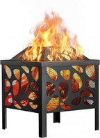 15.7 Inch Small Fire Pit for Outside, Outdoor Wood Burning Fire Pit, with Anti-Spark Mesh Guard, Small Bonfire Pit,Firepit Bowl for Patio Camping Backyard Deck Picnic Porch