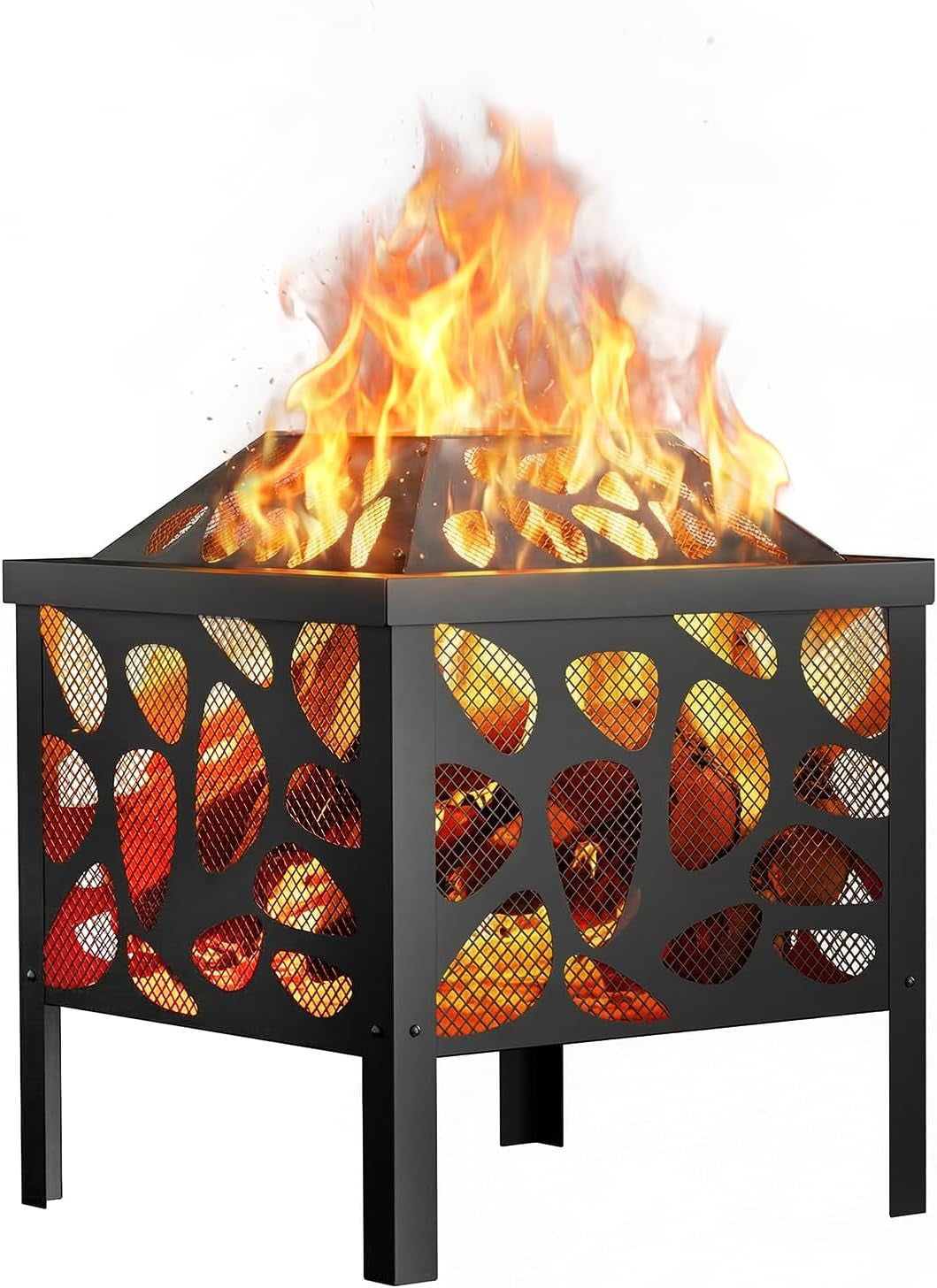 15.7 Inch Small Fire Pit for Outside, Outdoor Wood Burning Fire Pit, with Anti-Spark Mesh Guard, Small Bonfire Pit,Firepit Bowl for Patio Camping Backyard Deck Picnic Porch