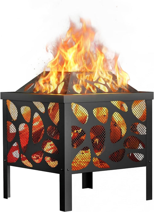 15.7 Inch Small Fire Pit for Outside, Outdoor Wood Burning Fire Pit, with Anti-Spark Mesh Guard, Small Bonfire Pit,Firepit Bowl for Patio Camping Backyard Deck Picnic Porch