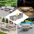 48 In. 50,000 BTU Rectangle Outdoor Gas Fire Pit Table in Brown with RGB LED Light
