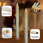 6Pack Flameless Taper Candles with Remote Timer, 9.84'' LED Fake Electric Candlesticks,Battery Operated Dripless 3D Flickering Flame Window Candles,Ivory
