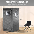 Full Size Home Sauna, Portable Steam Sauna for Home Spa, One Person Foldable Lightweight, Full Body Sauna Tent for Relaxation, 1500W & 4L Steamer Generator, Remote Control, Foldable Chair