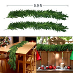 2Pcs 6Ft Christmas Garlands Norfolk Pine Garland Faux Greenery Pine Garland for Christmas Holiday Winter Wall Mantle Fireplace Staircase Indoor Outdoor Decoration