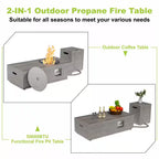48 In. 50,000 BTU Rectangle Outdoor Gas Fire Pit Table in Brown with RGB LED Light
