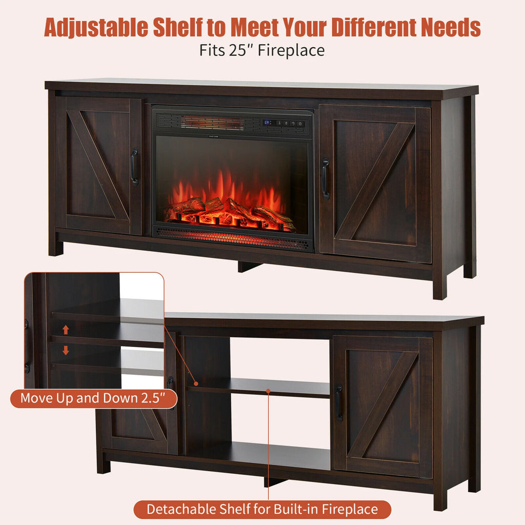 59'' Fireplace TV Stand W/ 25'' 1350W Electric Fireplace Heater