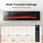 72" Electric Fireplace Wall Mounted & Recessed, 3.19" Ultra-Thin Linear Fireplace Electric Heater with Remote Control & Touch Screen, 750/1500W, Low Noise, Timer