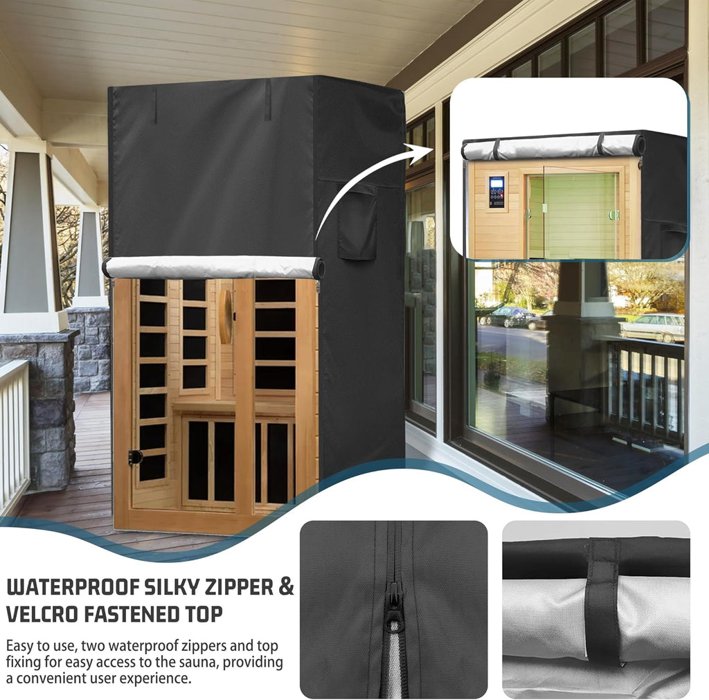 Outdoor Sauna Cover 420D Heavy-Duty Waterproof Durable Protector, Fits 48"X45"X74" U/V & Weather-Resistant for Year-Round Protection