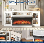 Fireplace TV Stand, 75'' TV Stand with 40" Fireplace, Electric Fireplace Heater, Entertainment Center with Frame and LED Light Colors, TV Console Cabinet