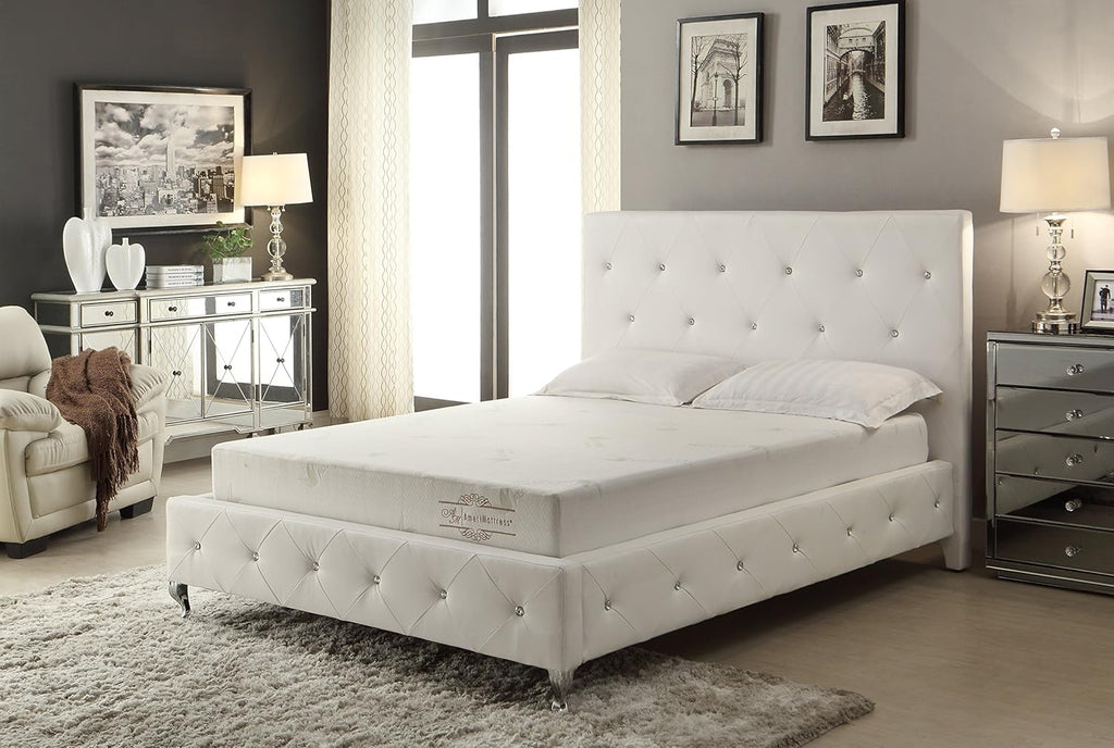 ALOE Infused Memory Foam Mattress in a Box, Roll-Compressed, 3-Layer Extra Firm Comfort and Support, Stretch Knit Fabric Cover, Deluxe Queen, White