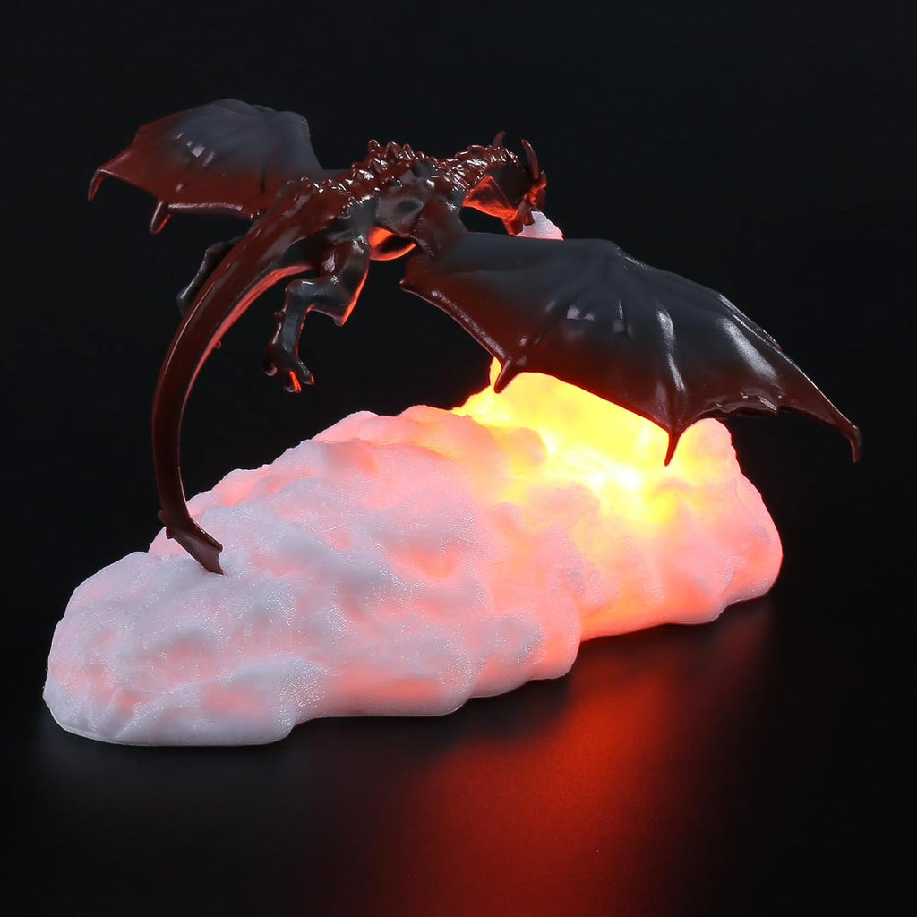 Fire Dragon Lamp Light, 3D Printed Night Light LED Moon Light Gift for Boys and Girls Bedroom Kids Room with USB Rechargeable (Fire Dragon)