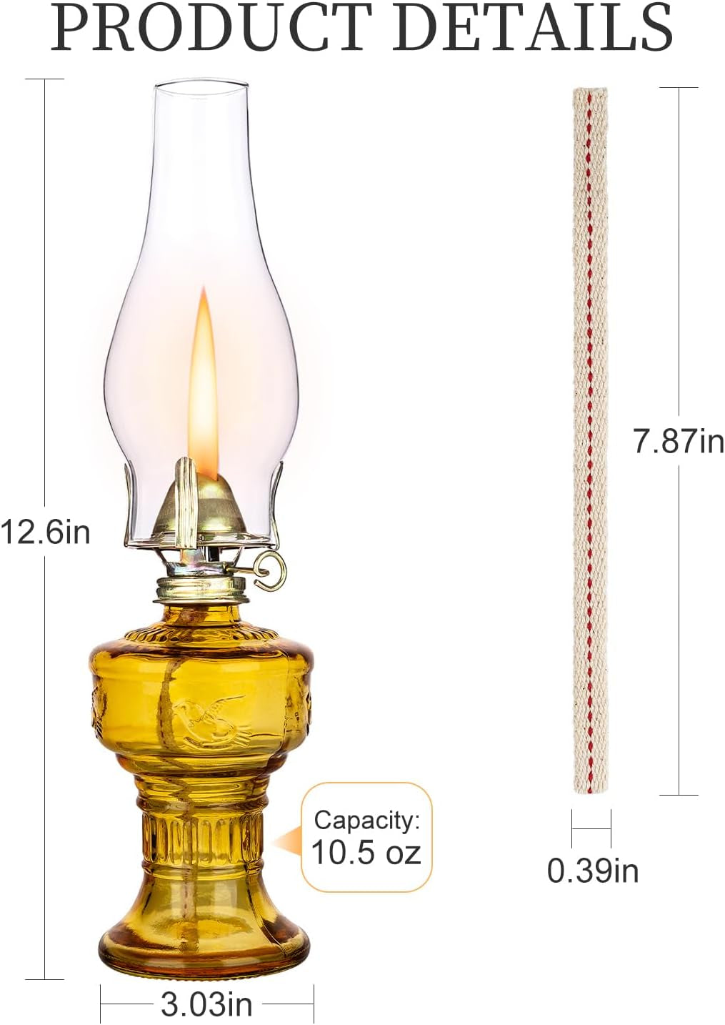 2 Pcs Chamber Oil Lamps for Indoor Vintage Kerosene Lamp Rustic Hurricane Kerosene Lantern with Adjustable Fire Wick Lighting Oil Lantern for Tabletop Decor and Emergency Lighting, 13'' High (Brown)