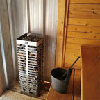 Steel 6.0 Kw Sauna Heater with UKU Wifi Control (Mirror), 330 Pounds of Rounded Olivine Stones Included (For Saunas up to 353 Cu Ft.)