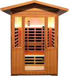 2 Person Outdoor Sauna Infrared Saunas Dry Sauna Room 120V Red Cedar and Canadian Hemlock Wood Wooden Sauna Spa 1800W APP Control 7 Color Light 48.8 * 37 * 87.4Inch