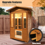 2 Person Outdoor Sauna Infrared Saunas Dry Sauna Room 120V Red Cedar and Canadian Hemlock Wood Wooden Sauna Spa 1800W APP Control 7 Color Light 48.8 * 37 * 87.4Inch