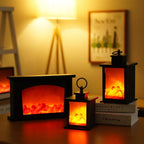 LED Fireplace Lamp Charcoal Flame Lantern Christmas Decoration Night Light for Home Courtyard Bedroom Living Room Tabletop