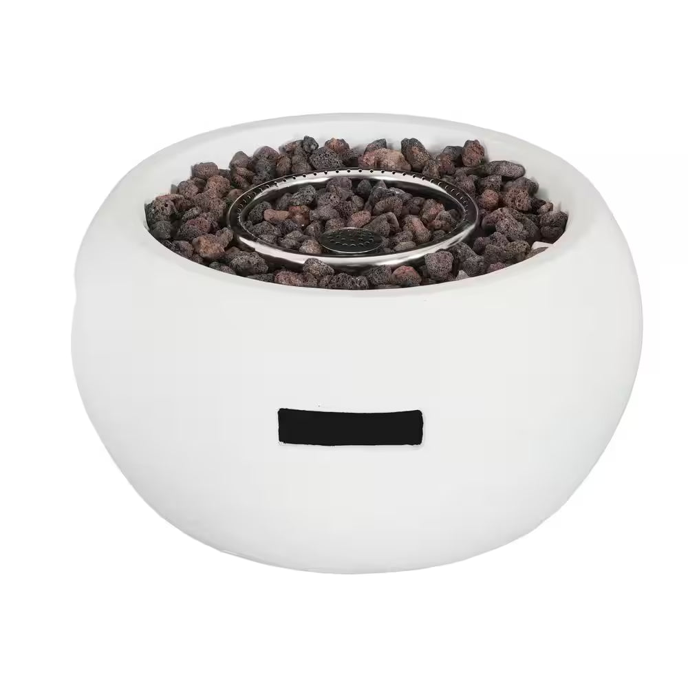 Bodhi 22 In. 40000 BTU Patio Mgo Lightweight Concrete Propane round Outdoor Fire Pit White