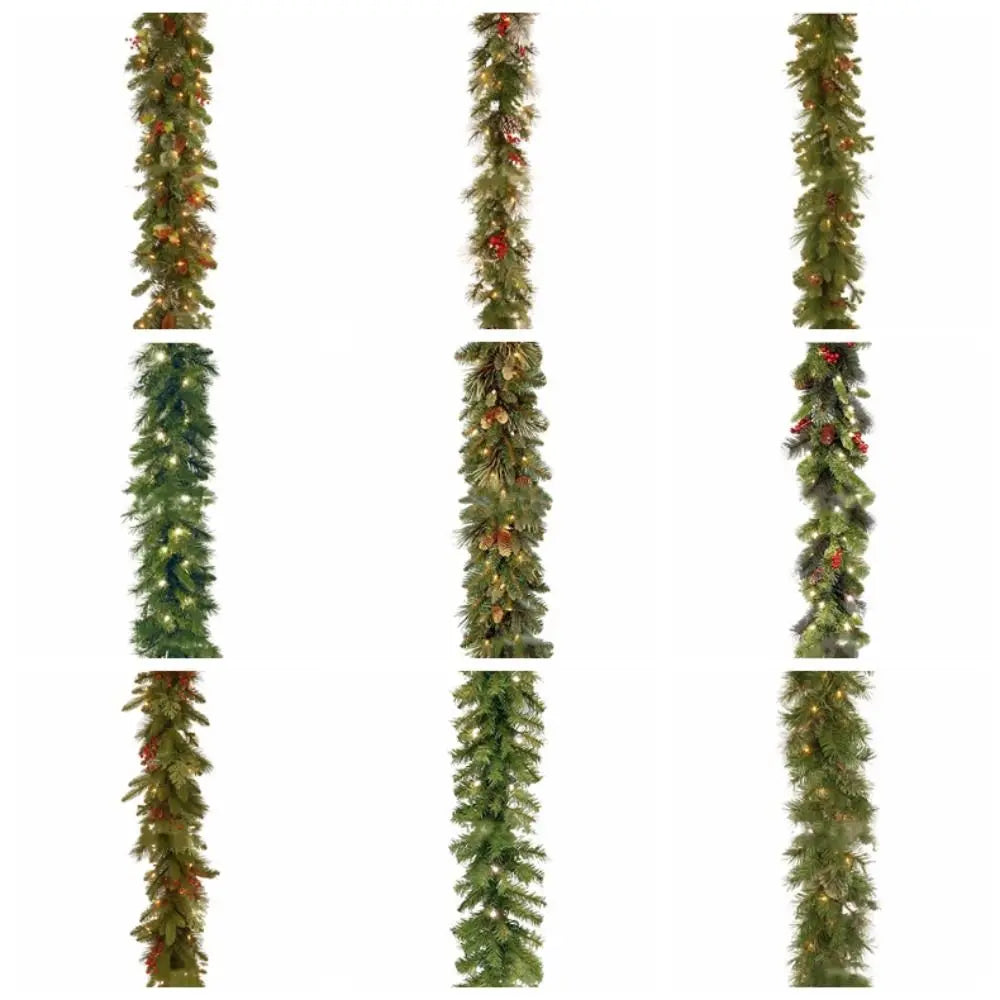 30 LED Lights Christmas Garland 180Cm/6 Feet Green Artificial Pine Tree Decor Pine Cone Berry Ornament