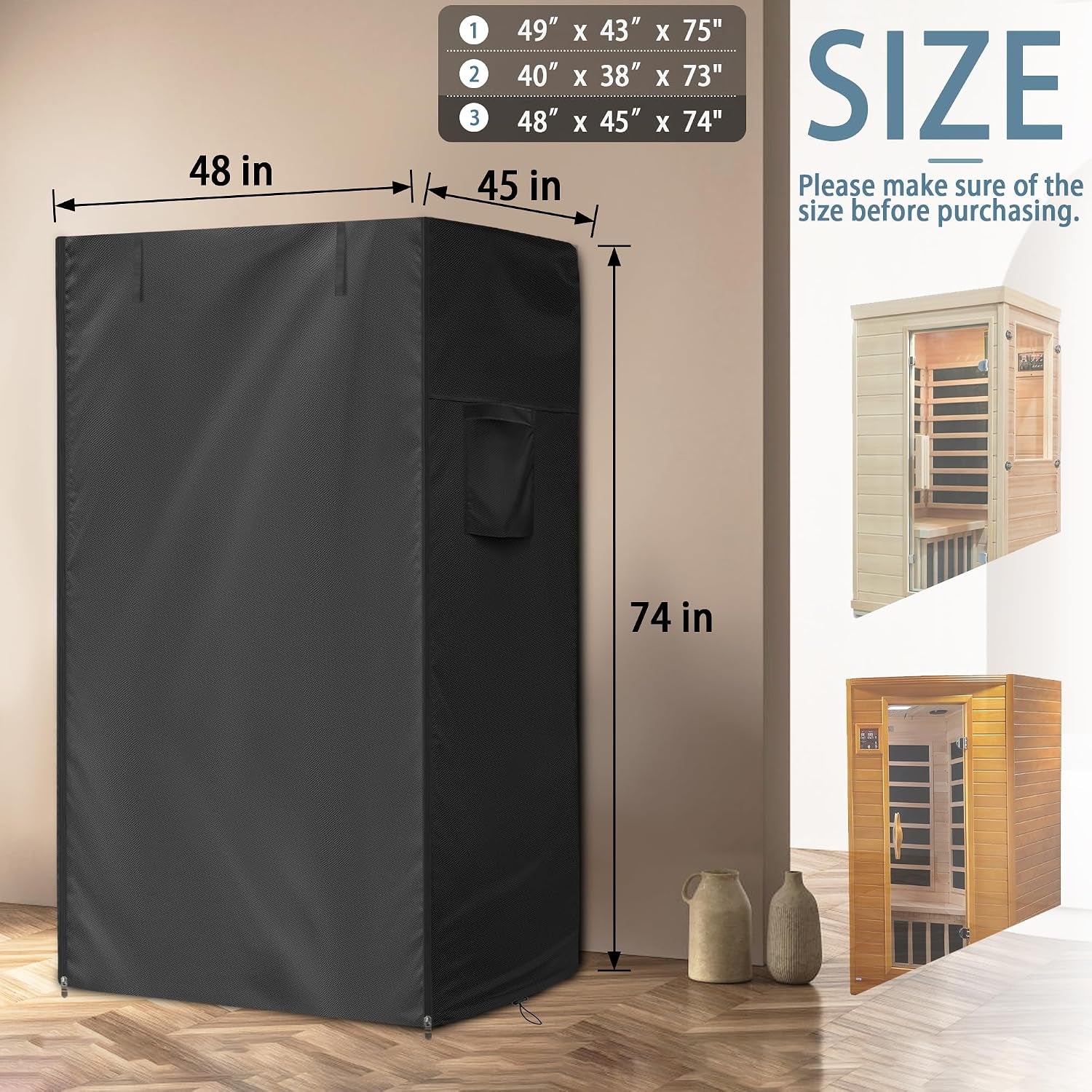 Outdoor Sauna Cover 420D Heavy-Duty Waterproof Durable Protector, Fits 48"X45"X74" U/V & Weather-Resistant for Year-Round Protection