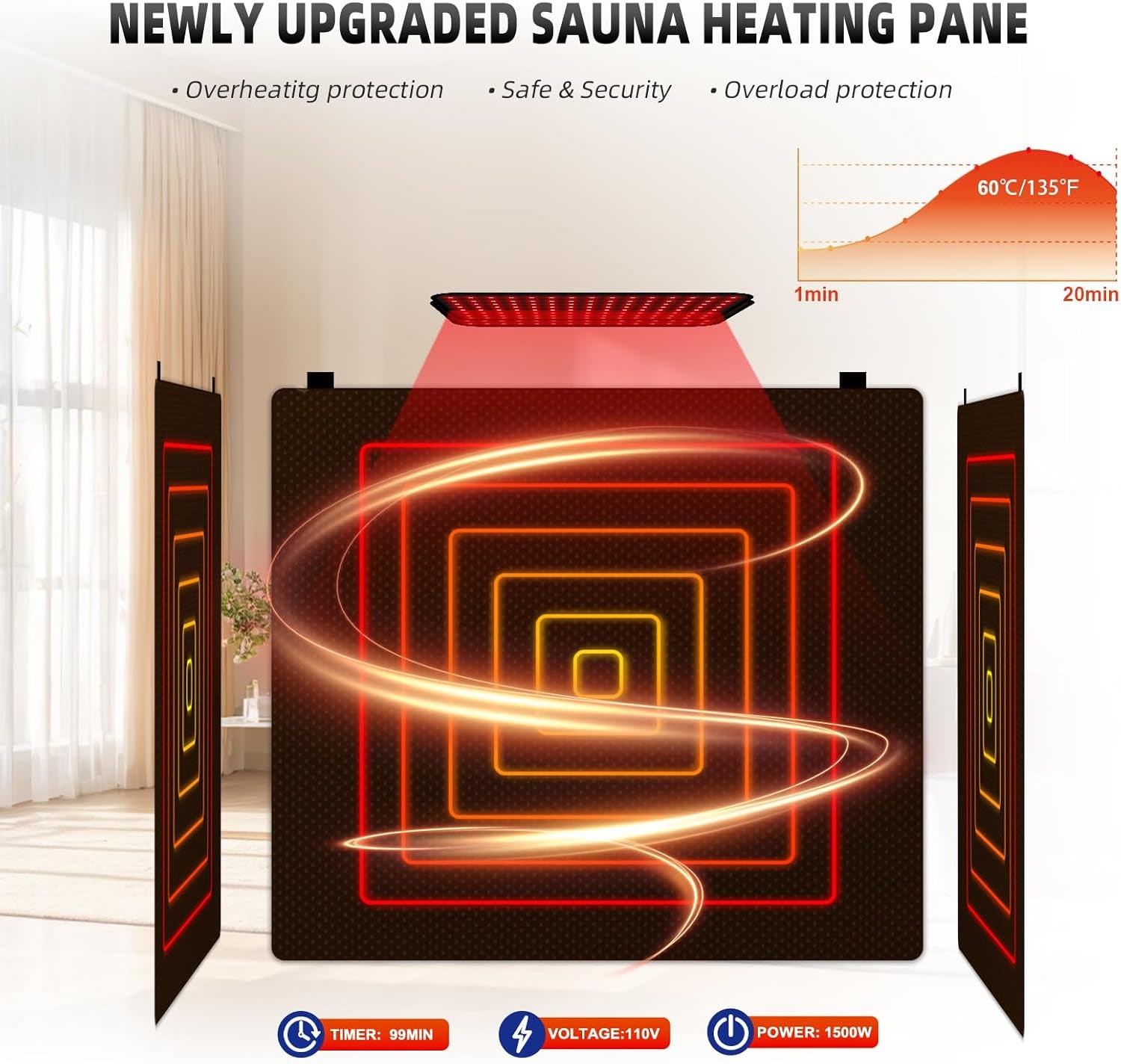 Full Body Portable Personal Infrared Saunas for Home, 2 Person Sauna Tent, at Home Sauna, Portable Infrared Sauna Two-Person Sauna Tent with 2 Foldable Chairs, Remote Control