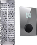 Steel 6.0 Kw Sauna Heater with UKU Wifi Control (Mirror), 330 Pounds of Rounded Olivine Stones Included (For Saunas up to 353 Cu Ft.)