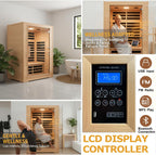 2 Person Far Infrared Sauna, 1800W Low EMF Wooden Infrared Sauna Room for Home, 8 Heating Panels Therapy Sauna with Hemlock Wood, Indoor Sauna Spa for Relaxation, Muscle Relief (Double Person Sauna)