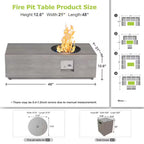 48 In. 50,000 BTU Rectangle Outdoor Gas Fire Pit Table in Brown with RGB LED Light