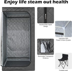 Full Size Home Sauna, Portable Steam Sauna for Home Spa, One Person Foldable Lightweight, Full Body Sauna Tent for Relaxation, 1500W & 4L Steamer Generator, Remote Control, Foldable Chair