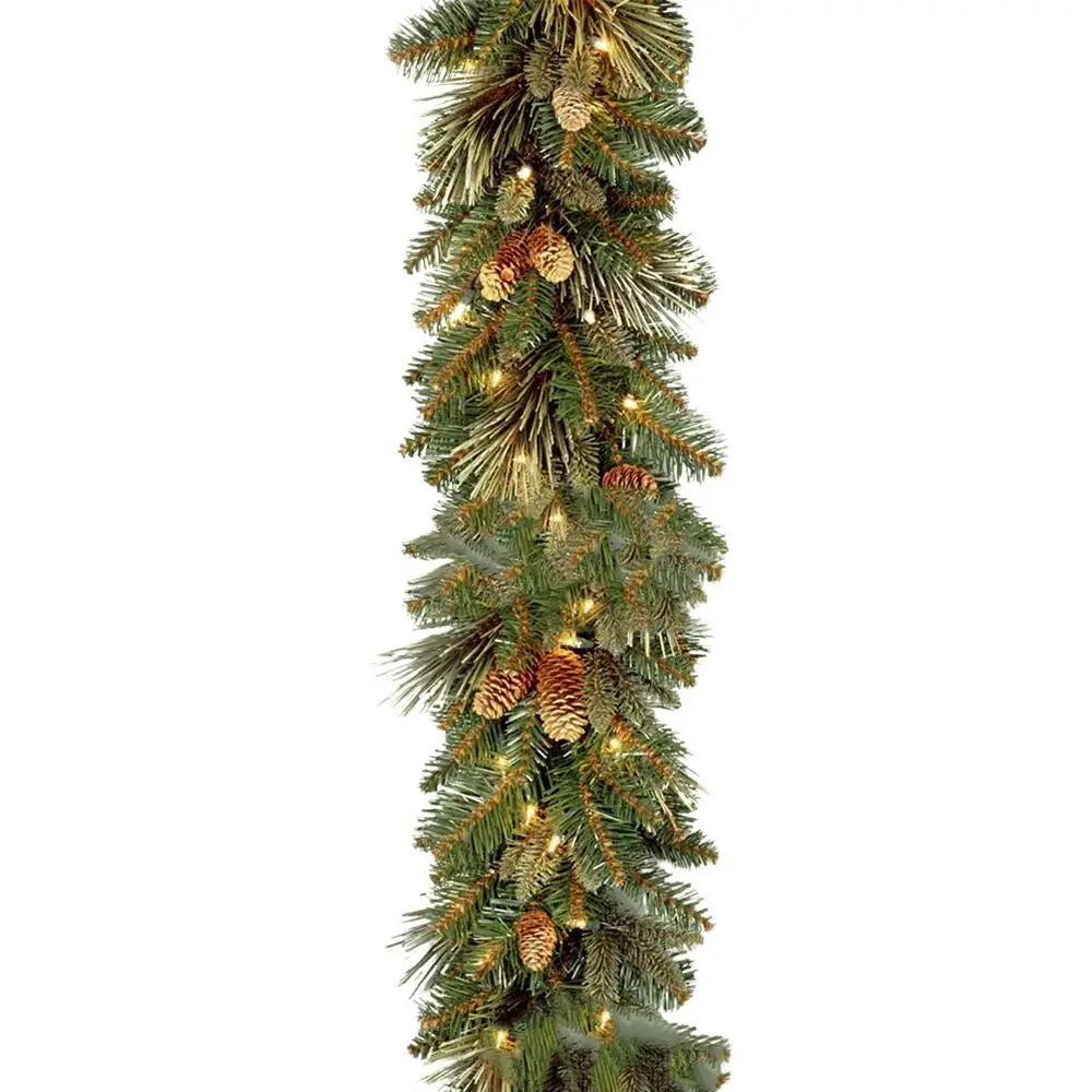 30 LED Lights Christmas Garland 180Cm/6 Feet Green Artificial Pine Tree Decor Pine Cone Berry Ornament