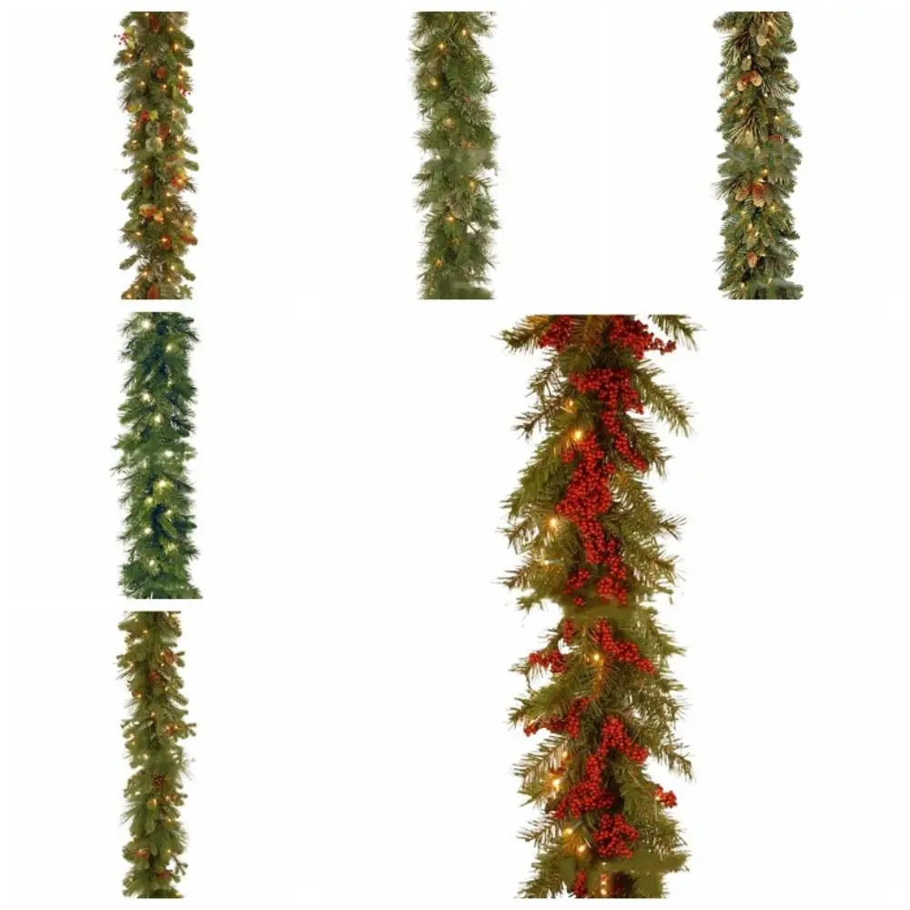 30 LED Lights Christmas Garland 180Cm/6 Feet Green Artificial Pine Tree Decor Pine Cone Berry Ornament