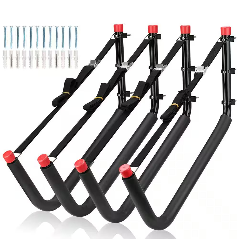 4-Pack 20.5 In. Kayaks Storage Racks, Wall Mount Canoe Hooks for Stand up Paddle Boards SUP Ski Snow Board