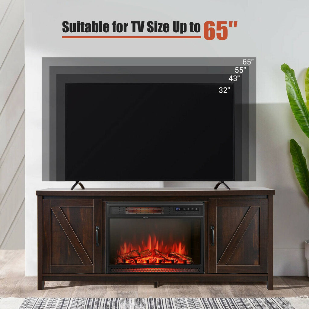 59'' Fireplace TV Stand W/ 25'' 1350W Electric Fireplace Heater