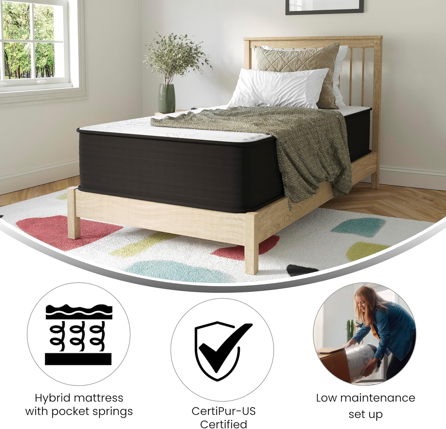 Dream 12 Inch Hybrid Mattress, Twin Size High Density Foam and Innerspring Mattress in a Box, Certipur-Us Certified Foam