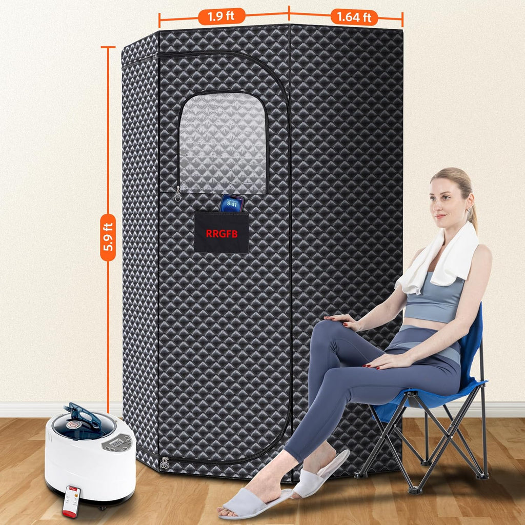 Portable Sauna for Home, Portable Steam Tent for Home Detox and Relaxation, Includes 3L Steamer, Remote Controller, Folding Chair, Adjustable Timer 1-60 Min, Large Size