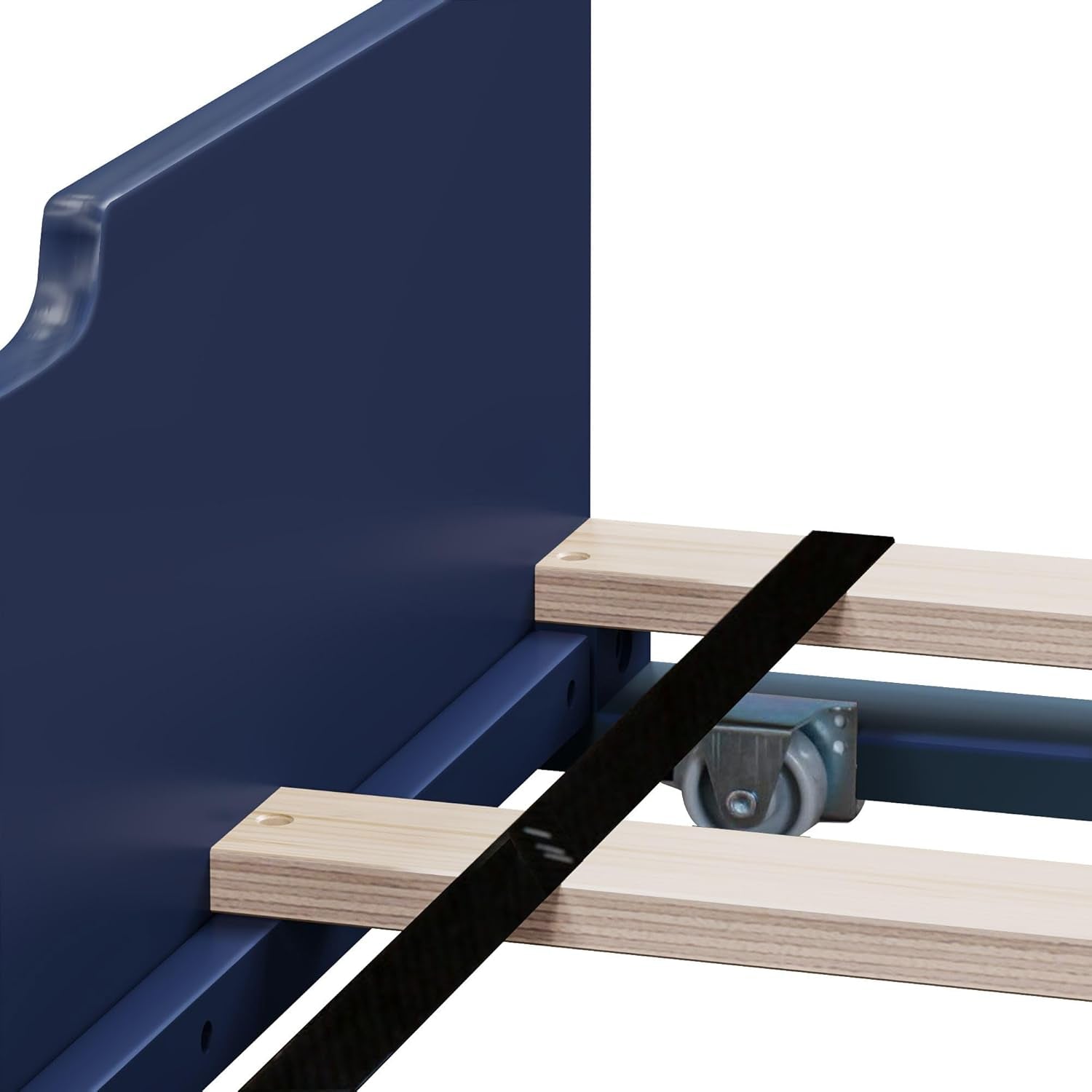 Max & Lily Full Bed, Wood Bed Frame with Headboard for Kids with Trundle, Slatted, Blue