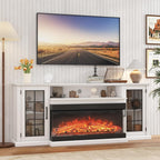 Fireplace TV Stand, 75'' TV Stand with 40" Fireplace, Electric Fireplace Heater, Entertainment Center with Frame and LED Light Colors, TV Console Cabinet