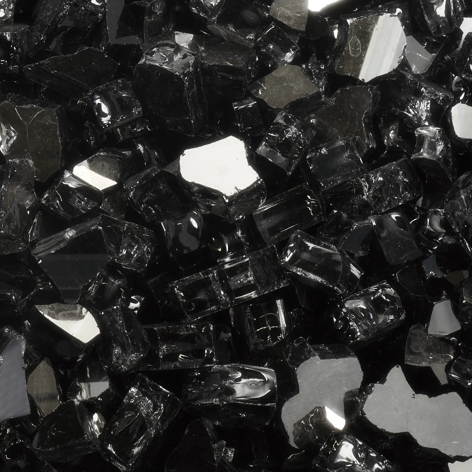 0.50" Black Reflective Fire Glass, 10 Lb
