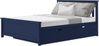 Max & Lily Full Bed, Wood Bed Frame with Headboard for Kids with Trundle, Slatted, Blue