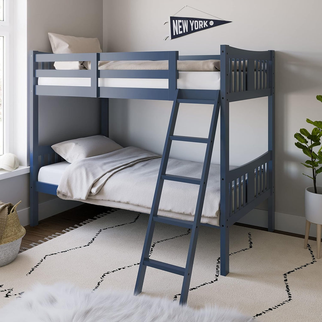 Caribou Bunk Bed Twin over Twin Bunk Bed (Navy) - GREENGUARD Gold Certified, Twin Bunk Beds for Kids, Converts to 2 Individual Twin Beds, Bunk Beds for Kids