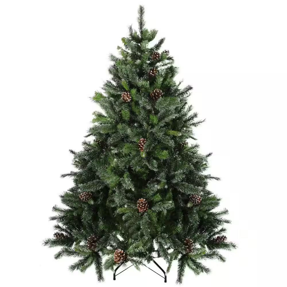 6.5 Ft. Unlit Snowy Delta Pine with Pine Cones Artificial Christmas Tree